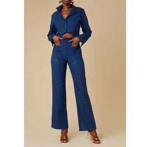 NWT Savannah Morrow Jada Pant in Midnight Blue Peace Silk XXL